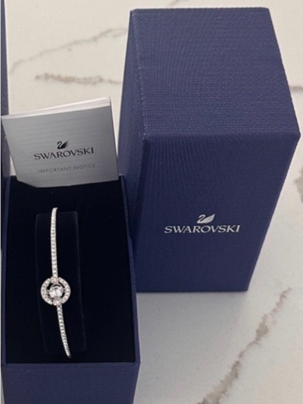Swarovski Sparkling Dance bangle Round cut, White, silver -tone NWT